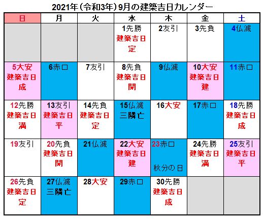 21年 令和3年 建築吉日カレンダー地鎮祭 上棟式 住宅情報リアルブログ